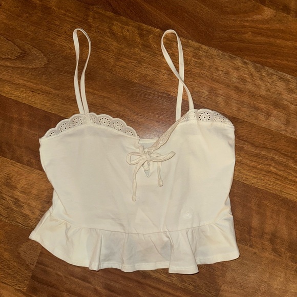 PacSun Tops - PacSun White Eyelet Trim Crop Top